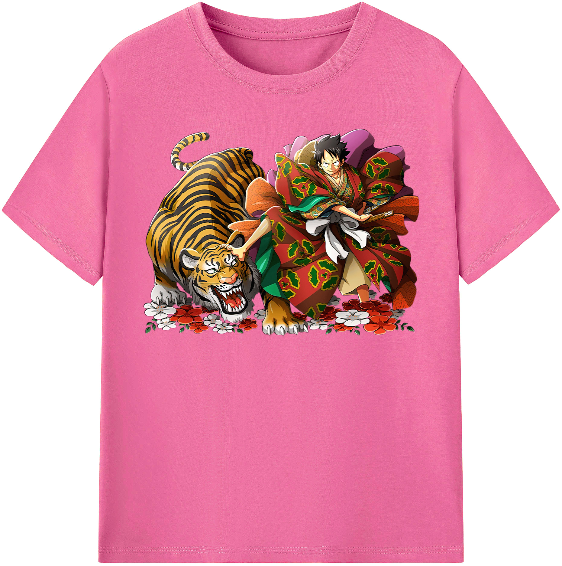 ワンピース モンキー・D・ルフィ ONE PIECE Monkey D. Luffy レディースカジュアルプリントTシャツ（綿100％）